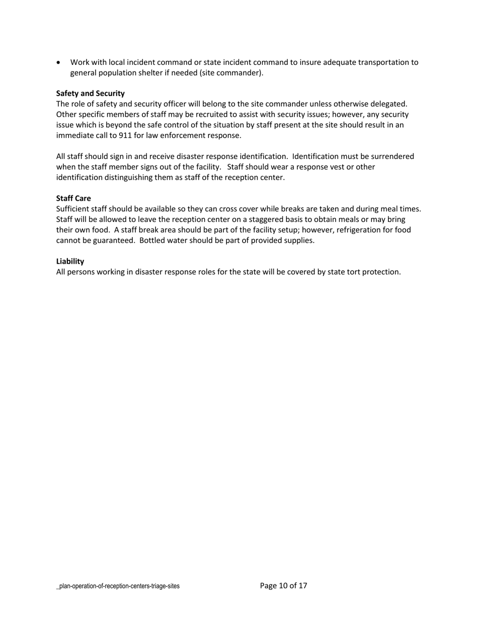 Plan Operation of Reception Centers - North Dakota, Page 10