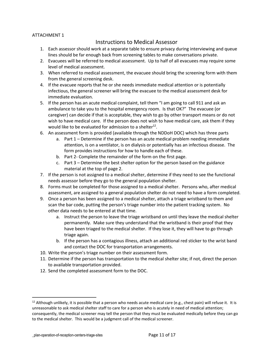 Plan Operation of Reception Centers - North Dakota, Page 11