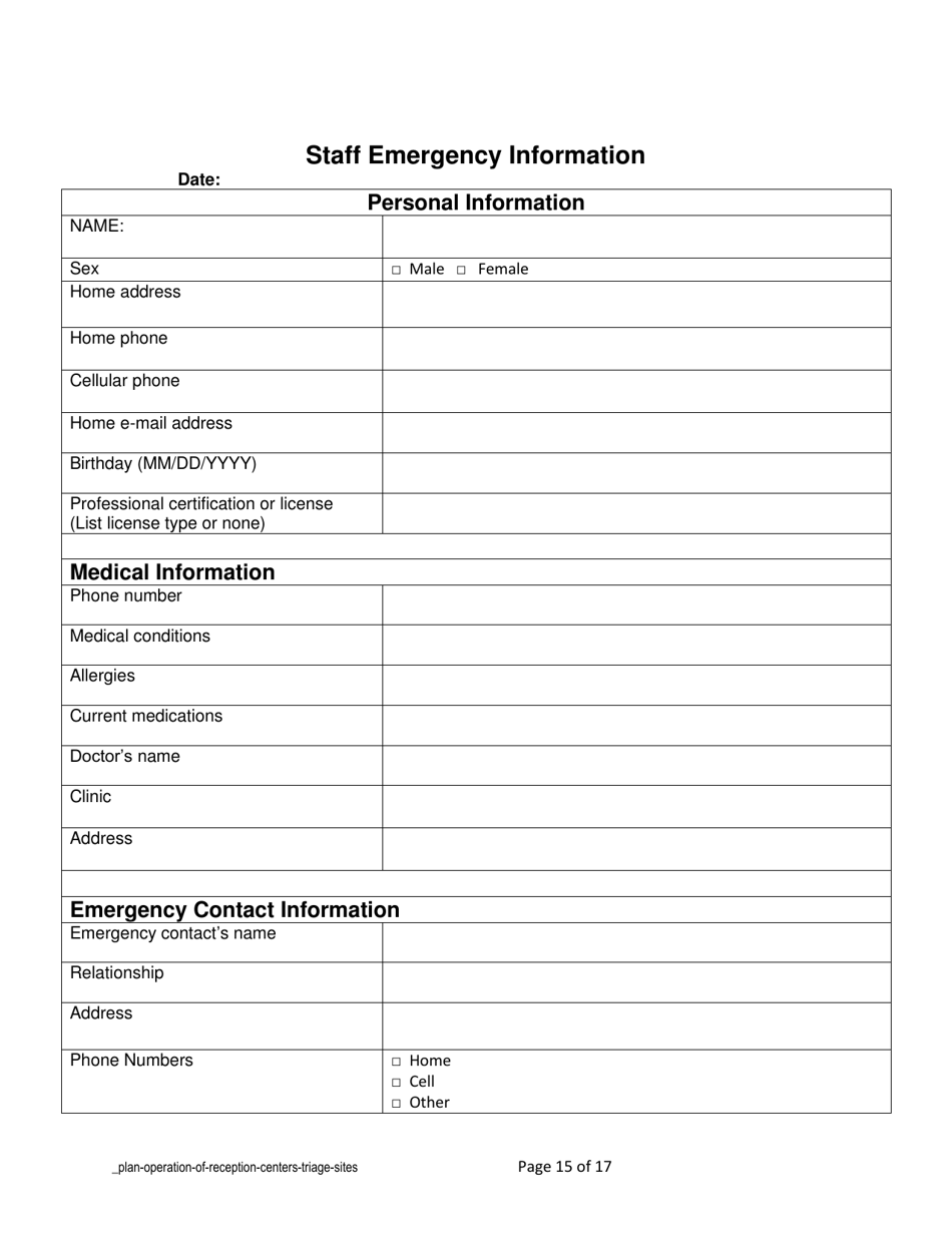 Plan Operation of Reception Centers - North Dakota, Page 15