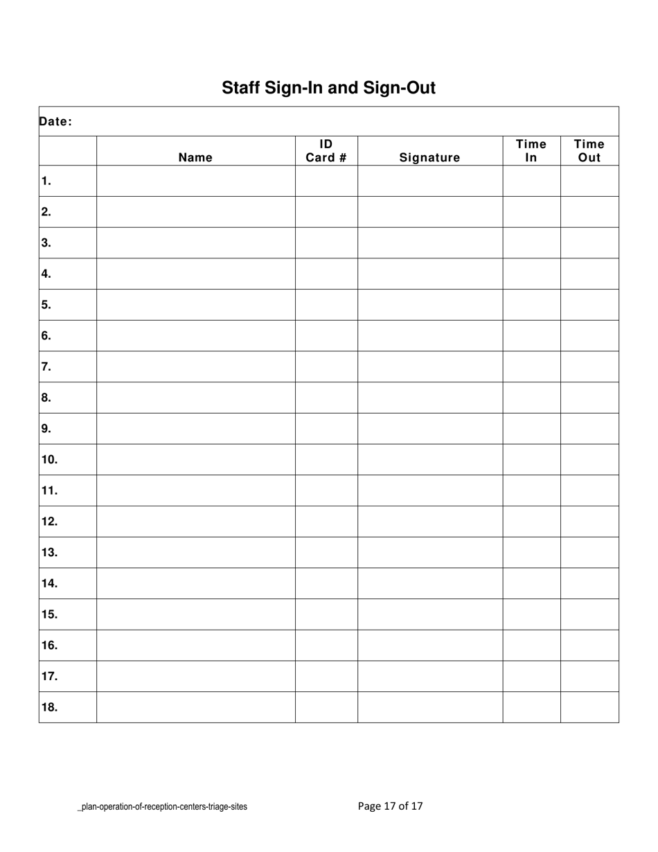 Plan Operation of Reception Centers - North Dakota, Page 17