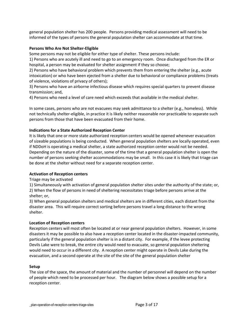 Plan Operation of Reception Centers - North Dakota, Page 3