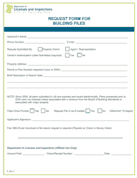 Document preview: Form P_040_F Request Form for Building Files - City of Philadelphia, Pennsylvania