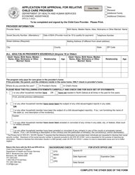 Document preview: Form SFN23 Application for Approval for Relative Child Care Provider - North Dakota