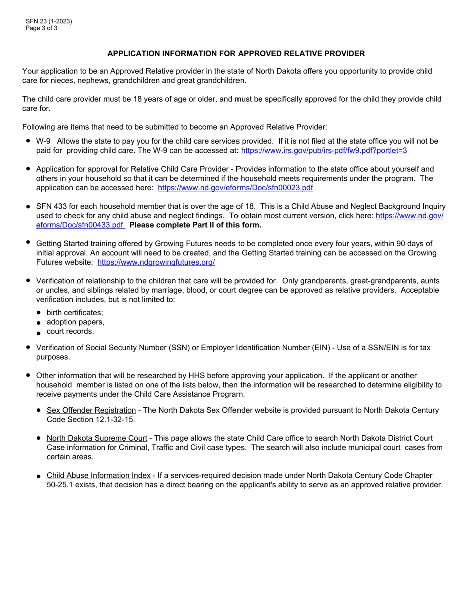 Form SFN23 Download Fillable PDF or Fill Online Application for