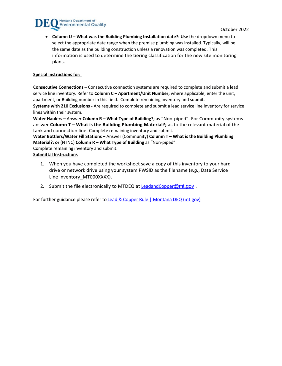 Download Instructions for Lcrr Lead Service Line Inventory Template PDF Download Instructions for Lcrr Lead Service Line Inventory Template PDF