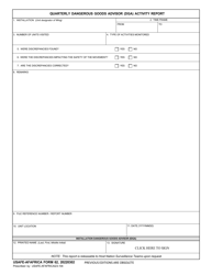 Document preview: USAFE-AFAFRICA Form 62 Quarterly Dangerous Goods Advisor (Dga) Activity Report