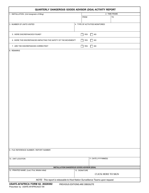 USAFE-AFAFRICA Form 62  Printable Pdf