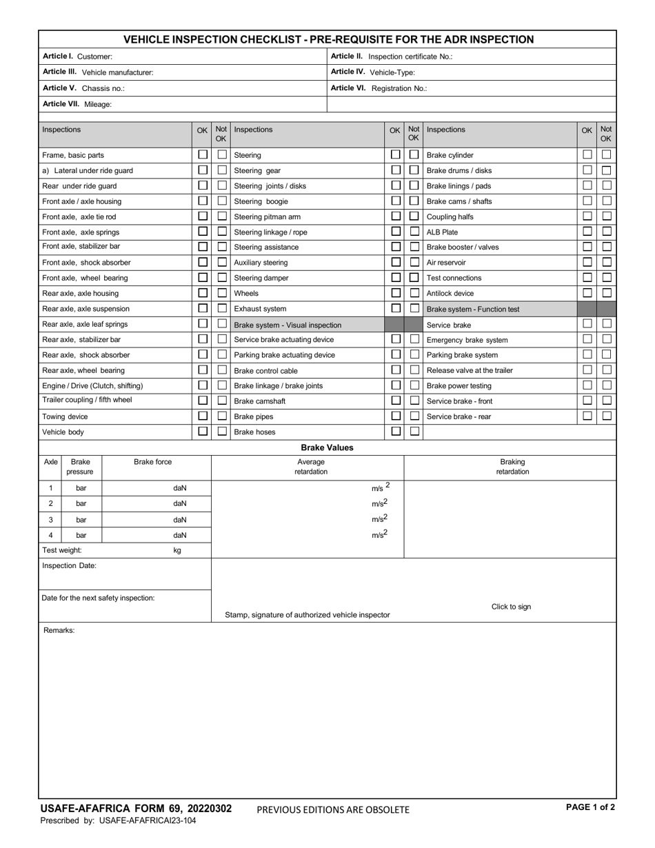 USAFE-AFAFRICA Form 69 - Fill Out, Sign Online and Download Fillable ...