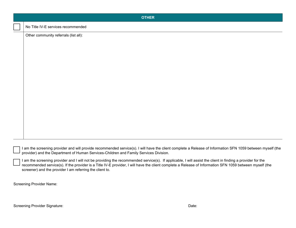 Title IV-E Prevention Services Screening Tool - North Dakota, Page 4