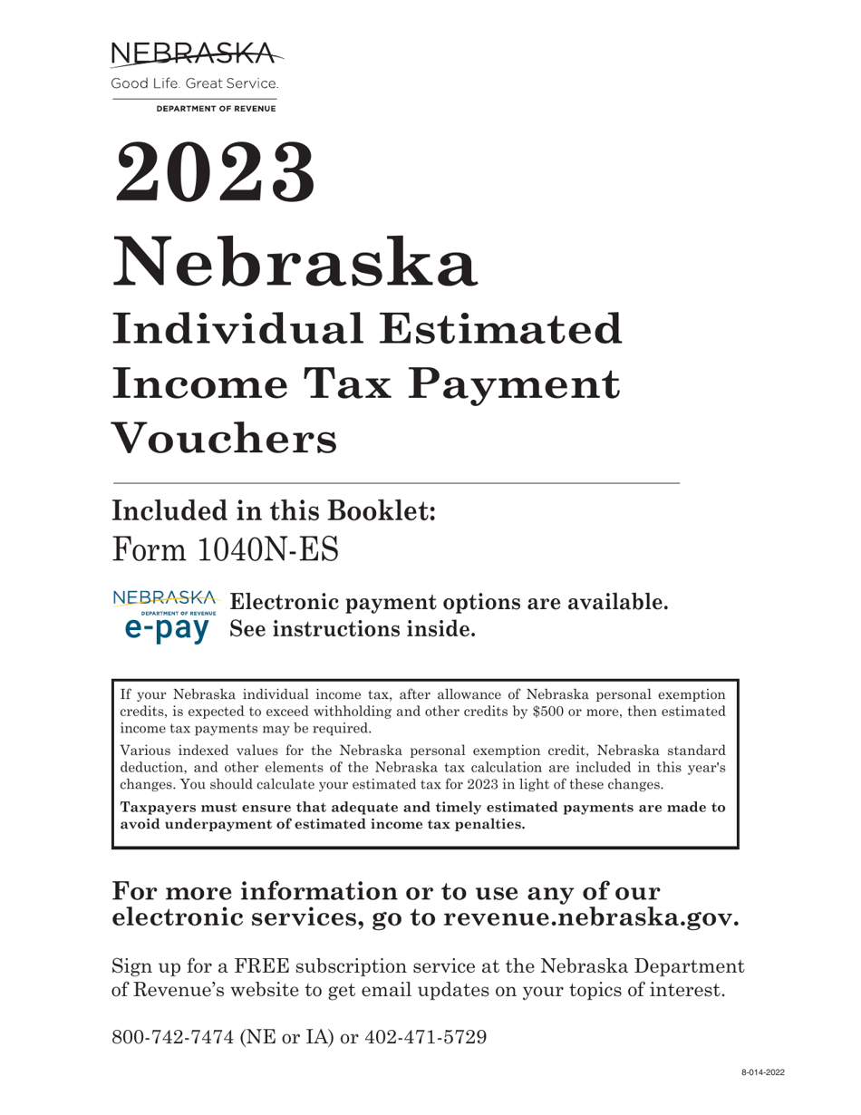 Form 1040N-ES Nebraska Individual Estimated Income Tax - Nebraska, Page 1
