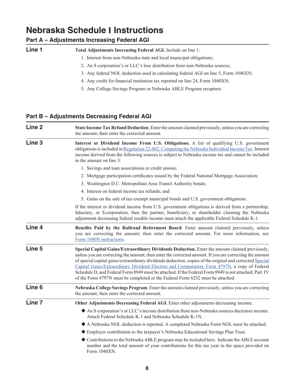 Form 1040XN Amended Nebraska Individual Income Tax Return - Nebraska, Page 11