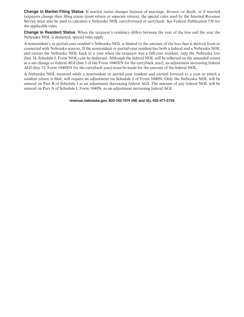 Form NOL Nebraska Net Operating Loss Worksheet - Nebraska, Page 4