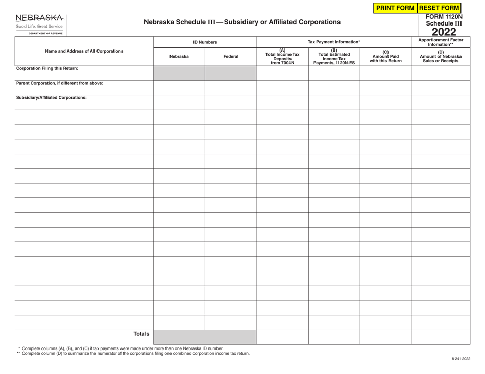 Form 1120N Schedule III 2022 Fill Out, Sign Online and Download