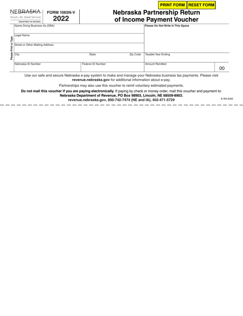 Form 1065N-V 2022 Printable Pdf