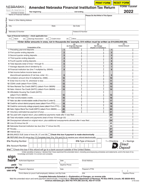 Form 1120XNF 2022 Printable Pdf