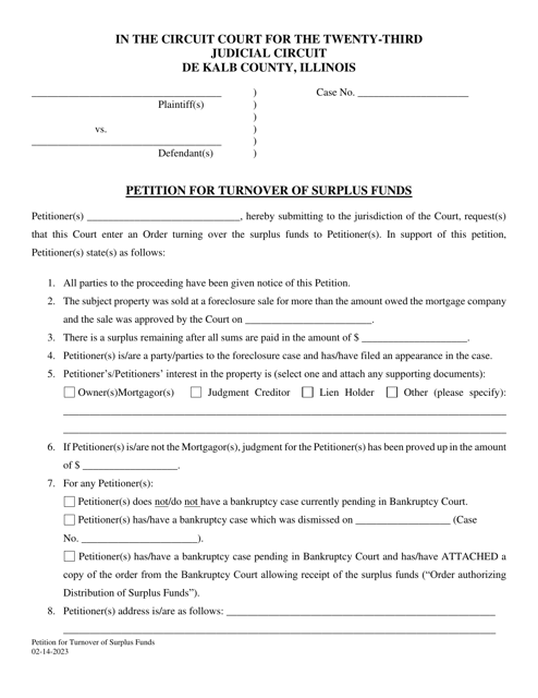 Petition for Turnover of Surplus Funds - Illinois Download Pdf
