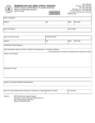Document preview: Form SFN247 Minimum Data Set (Mds) Appeal Request - North Dakota