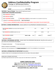 Document preview: Form DM10475424 Change or Withdrawal Notice - Address Confidentiality Program - Oregon