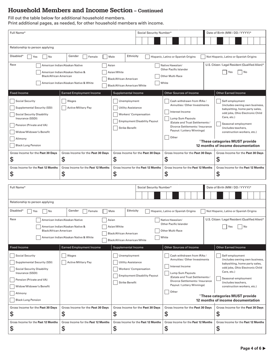 Energy Assistance Programs Application - Ohio, Page 6