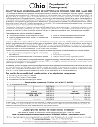 Solicitud Para Los Programas De Asistencia De Energia - Ohio (Spanish)