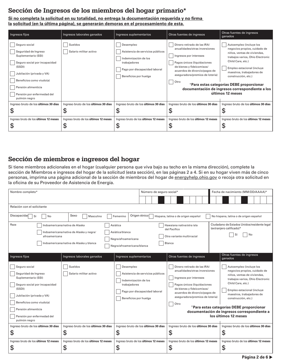 Solicitud Para Los Programas De Asistencia De Energia - Ohio (Spanish), Page 4