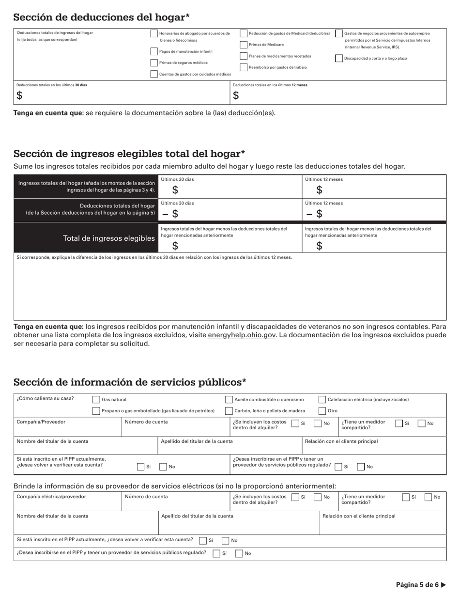 Solicitud Para Los Programas De Asistencia De Energia - Ohio (Spanish), Page 7