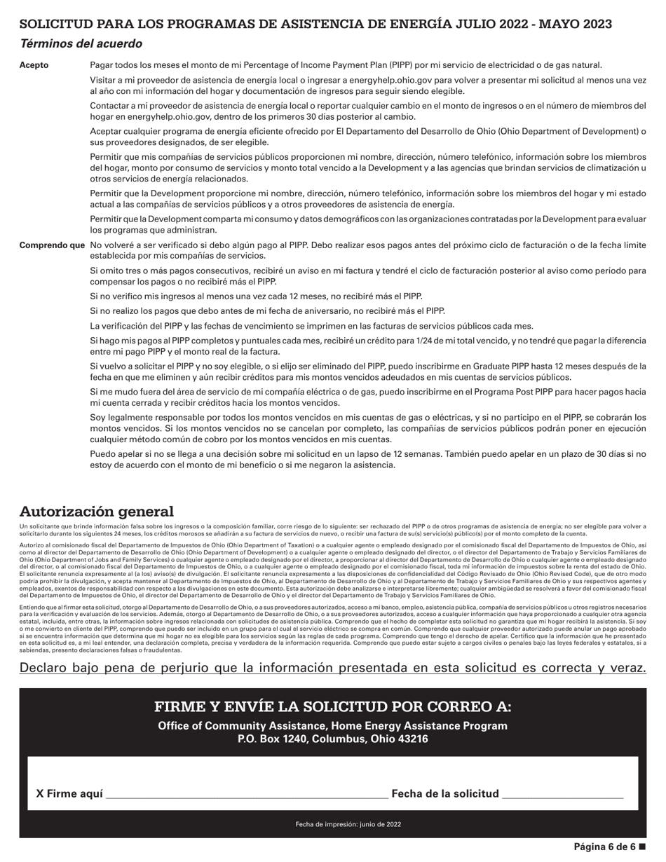 Solicitud Para Los Programas De Asistencia De Energia - Ohio (Spanish), Page 8