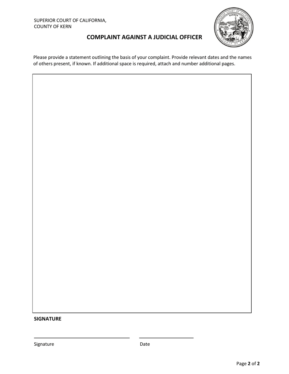 Complaint Against a Judicial Officer - County of Kern, California, Page 2