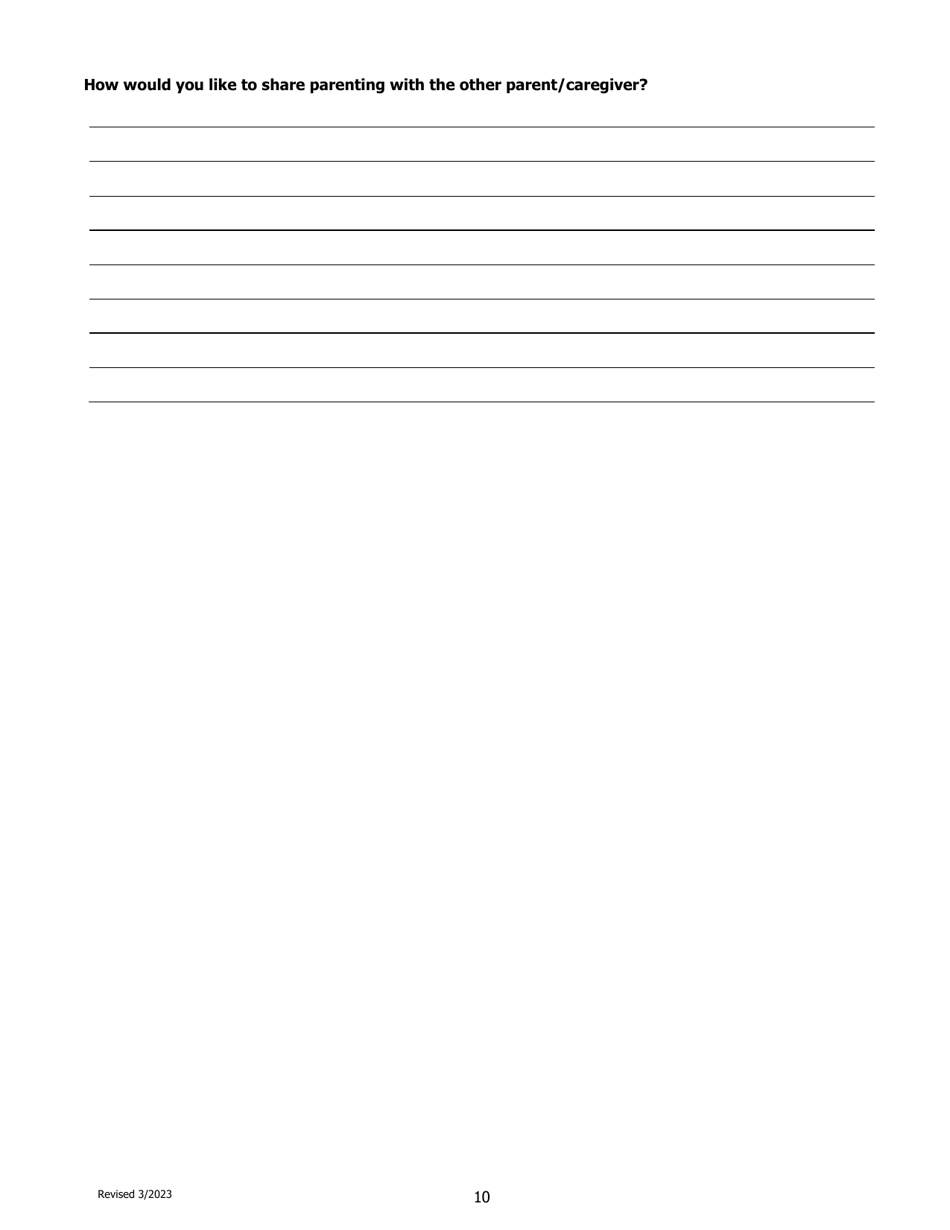 Child Custody Evaluation Questionnaire - County of Kern, California, Page 10