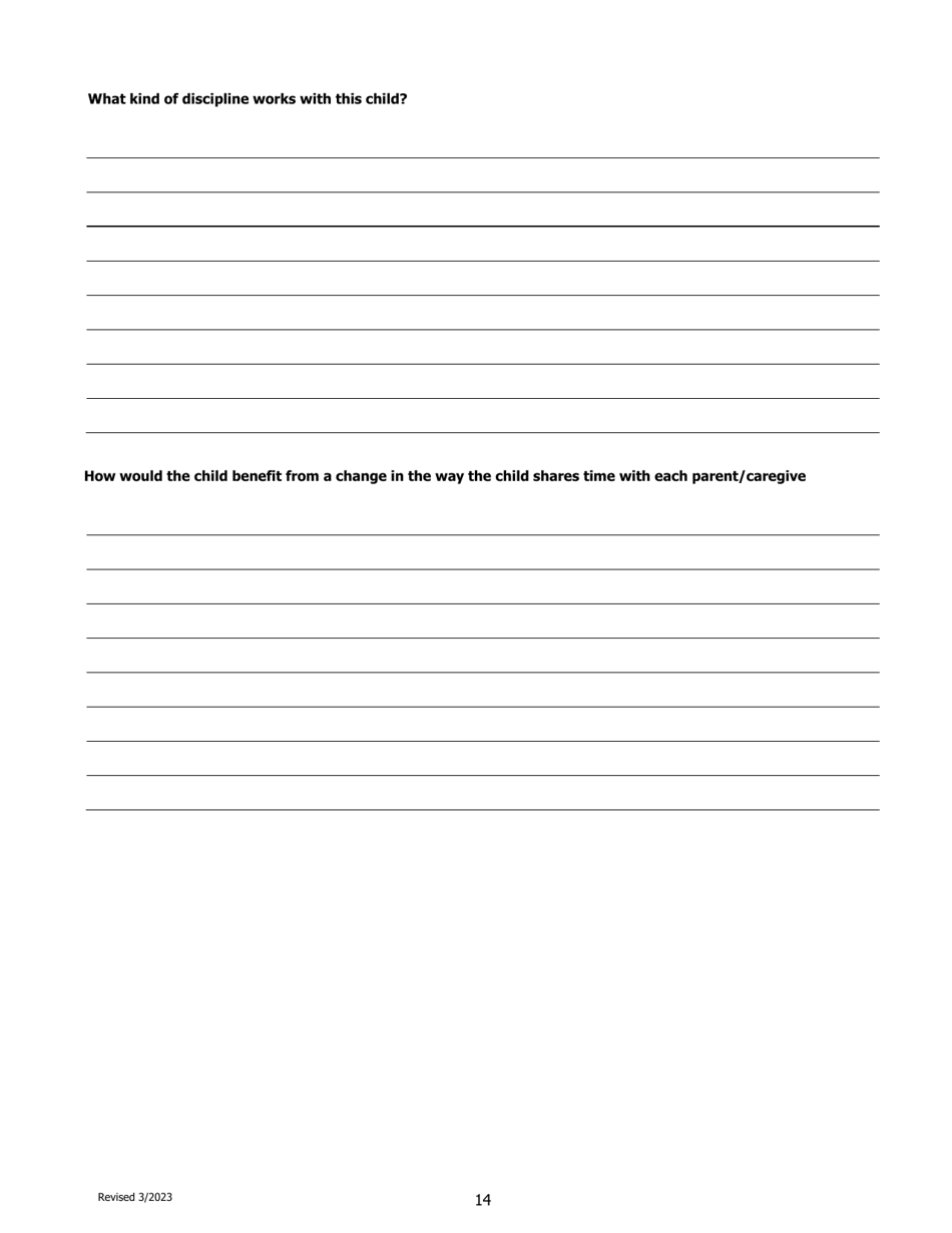 Child Custody Evaluation Questionnaire - County of Kern, California, Page 14