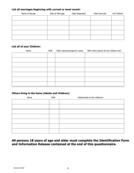 Child Custody Evaluation Questionnaire - County of Kern, California, Page 5