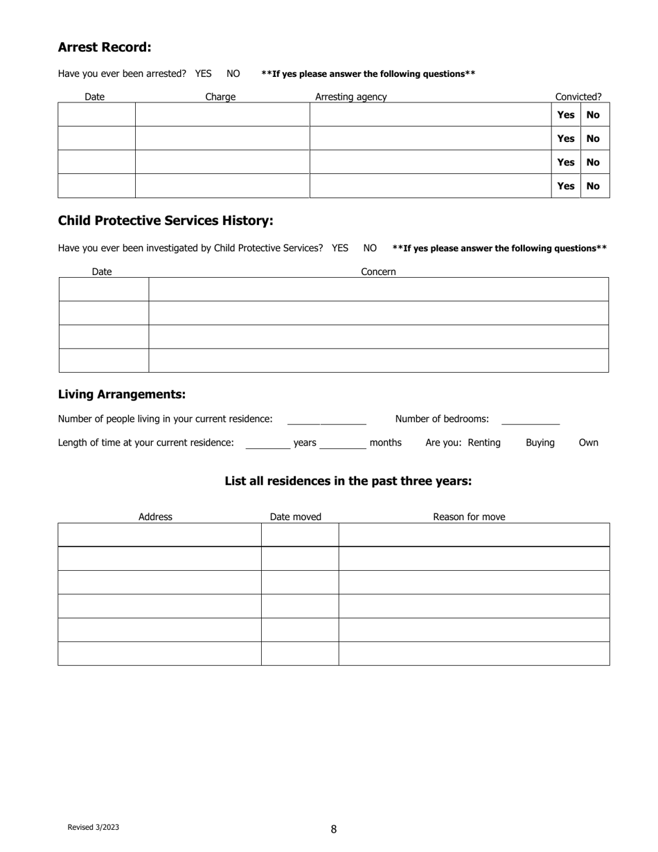 Child Custody Evaluation Questionnaire - County of Kern, California, Page 8