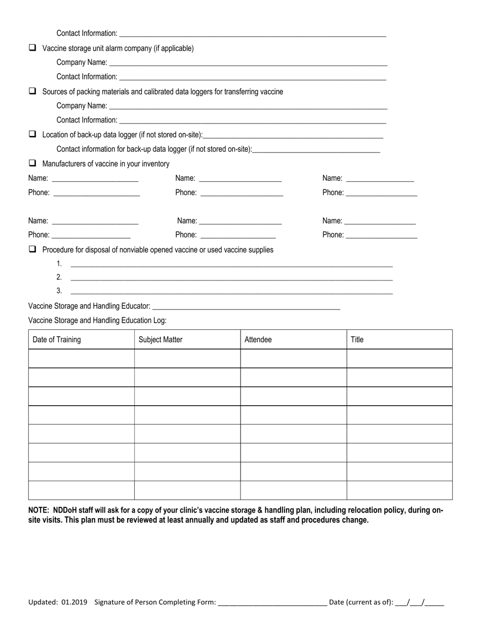 Vaccine Management Plan Template - North Dakota, Page 3