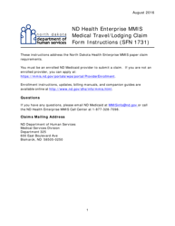 Instructions for Form SFN1731 Medical Travel/Lodging Billing Form - North Dakota