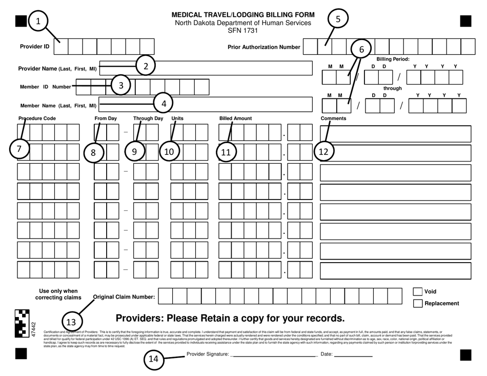 Instructions for Form SFN1731 Medical Travel / Lodging Billing Form - North Dakota, Page 4