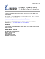 Document preview: Instructions for Form UB-04, CMS-1450 Nd Health Enterprise Mmis Claim Form - North Dakota