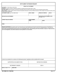 Document preview: DD Form 3151 Entitlement Extension Request