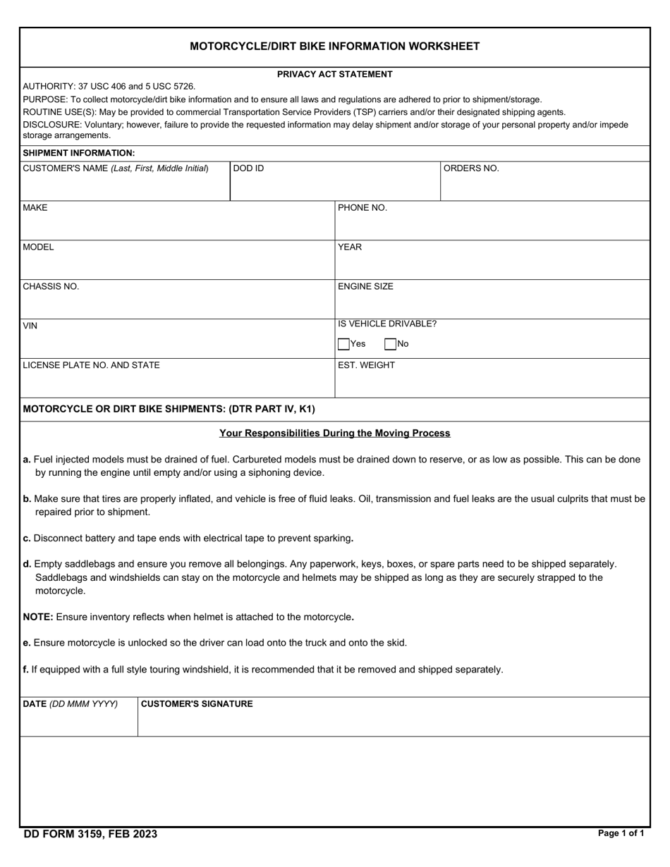 Dd Form 3159 Fill Out Sign Online And Download Fillable Pdf