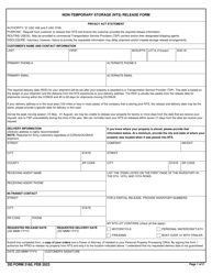 DD Form 3160 Non-temporary Storage (Nts) Release Form