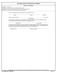 Document preview: DD Form 3167 Releasing Agent Authorization Statement