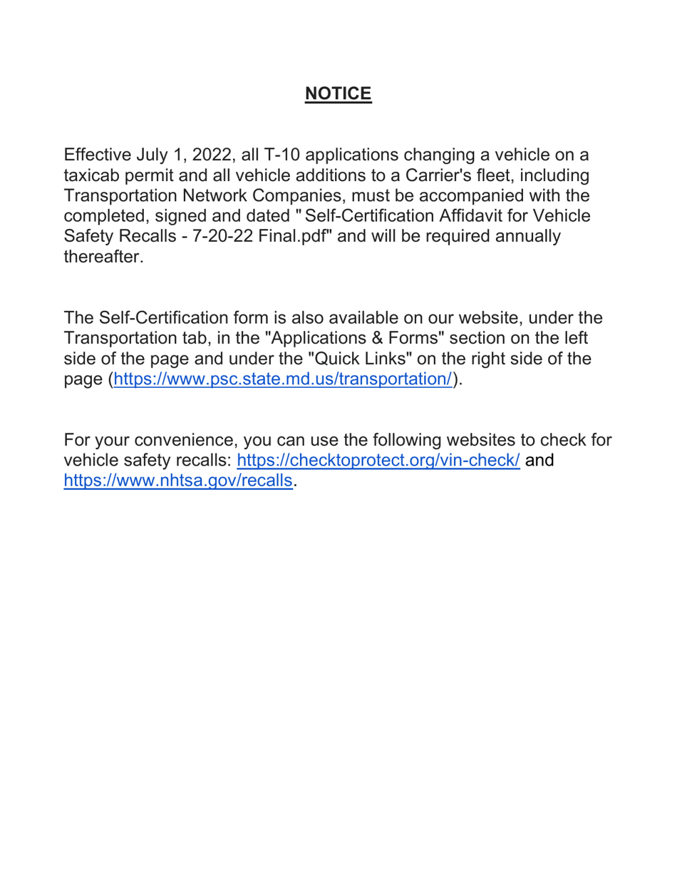 Procedures for Requesting a Transfer of a Taxicab Permit - Maryland, Page 6