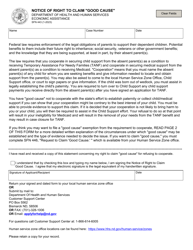 Document preview: Form SFN443 Notice of Right to Claim "good Cause" - North Dakota
