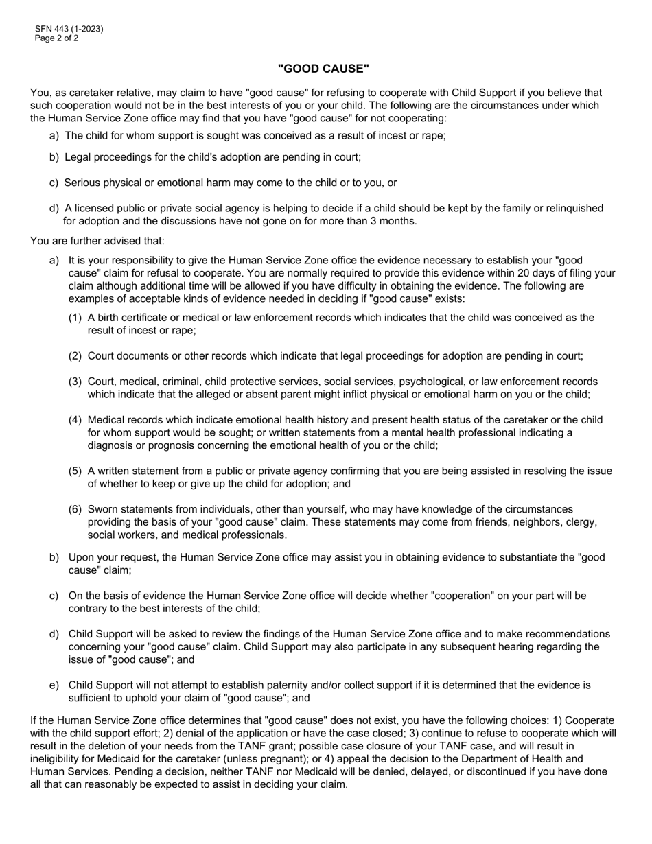 Form SFN443 Notice of Right to Claim good Cause - North Dakota, Page 2