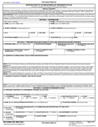 DD Form 2705 Notification to Victim/Witness of Prisoner Status