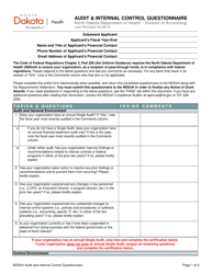 Audit &amp; Internal Control Questionnaire - North Dakota