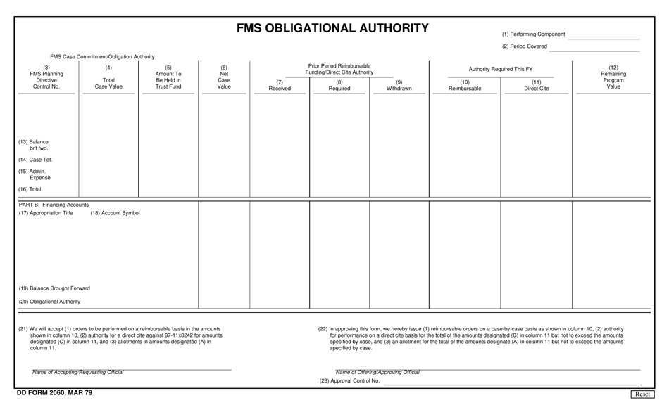 DD Form 2060 FMS Obligational Authority, Page 1