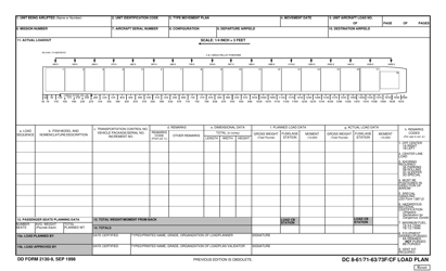 DD Form 2130-9 Dc 8-61/71-63/73f/Cf Load Plan