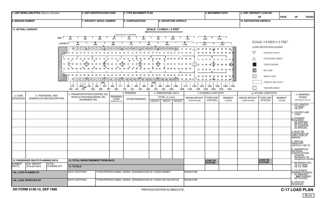 DD Form 2130-13  Printable Pdf