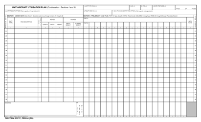 Document preview: DD Form 2327C Unit Aircraft Utilization Plan (Continuation)