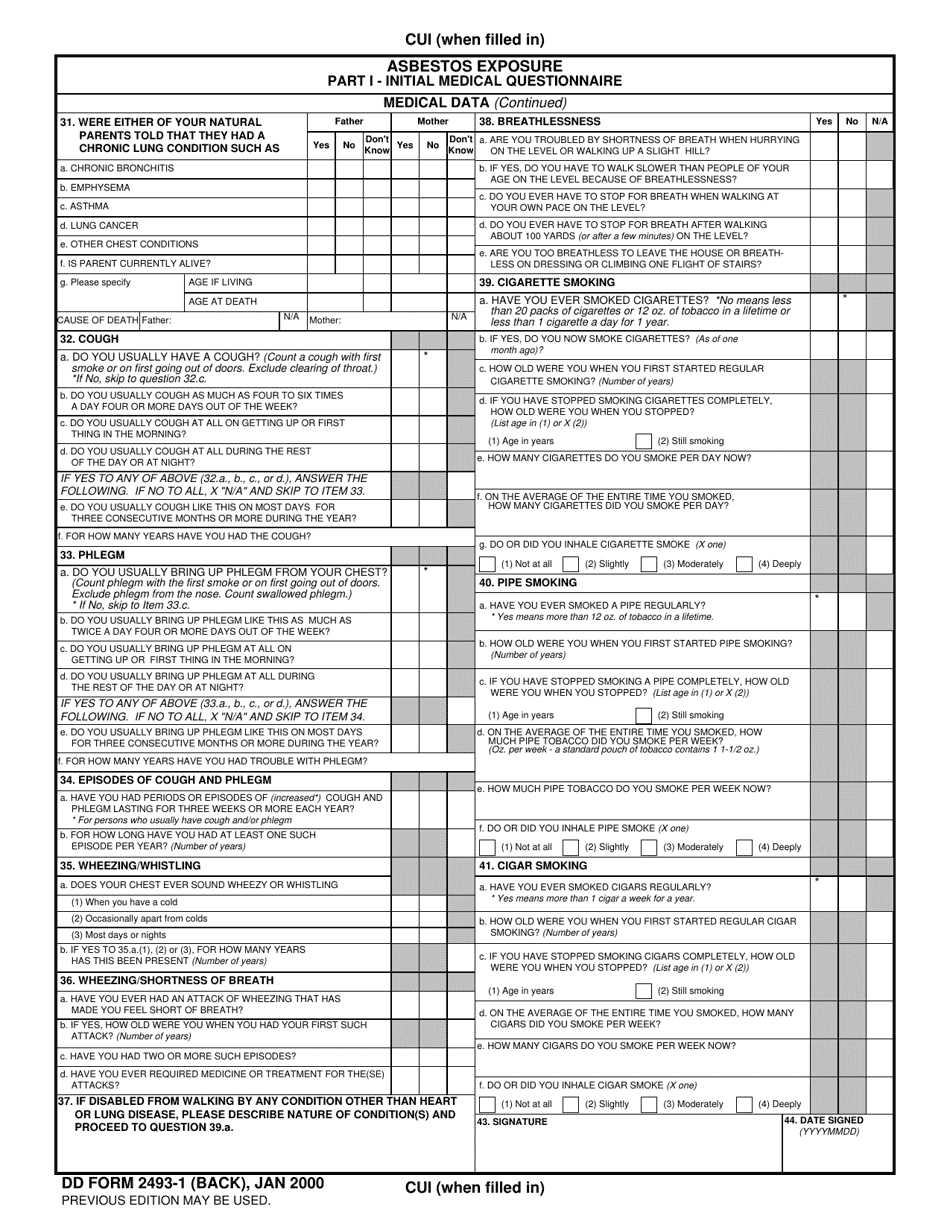 DD Form 2493 1 Part I Fill Out Sign Online And Download Fillable PDF
